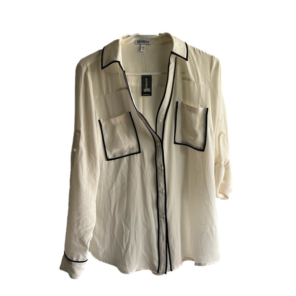 Express Tops - Express Button-Down Shirt with Black Accents
